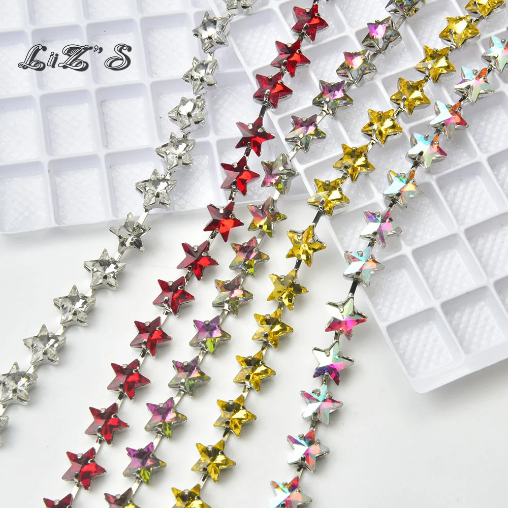 Handmade Claw Multi Shape Rhinestone Chain Glass Glitter Metal Base Silver Gold Base Diy Chain For Wedding Dress Decoration