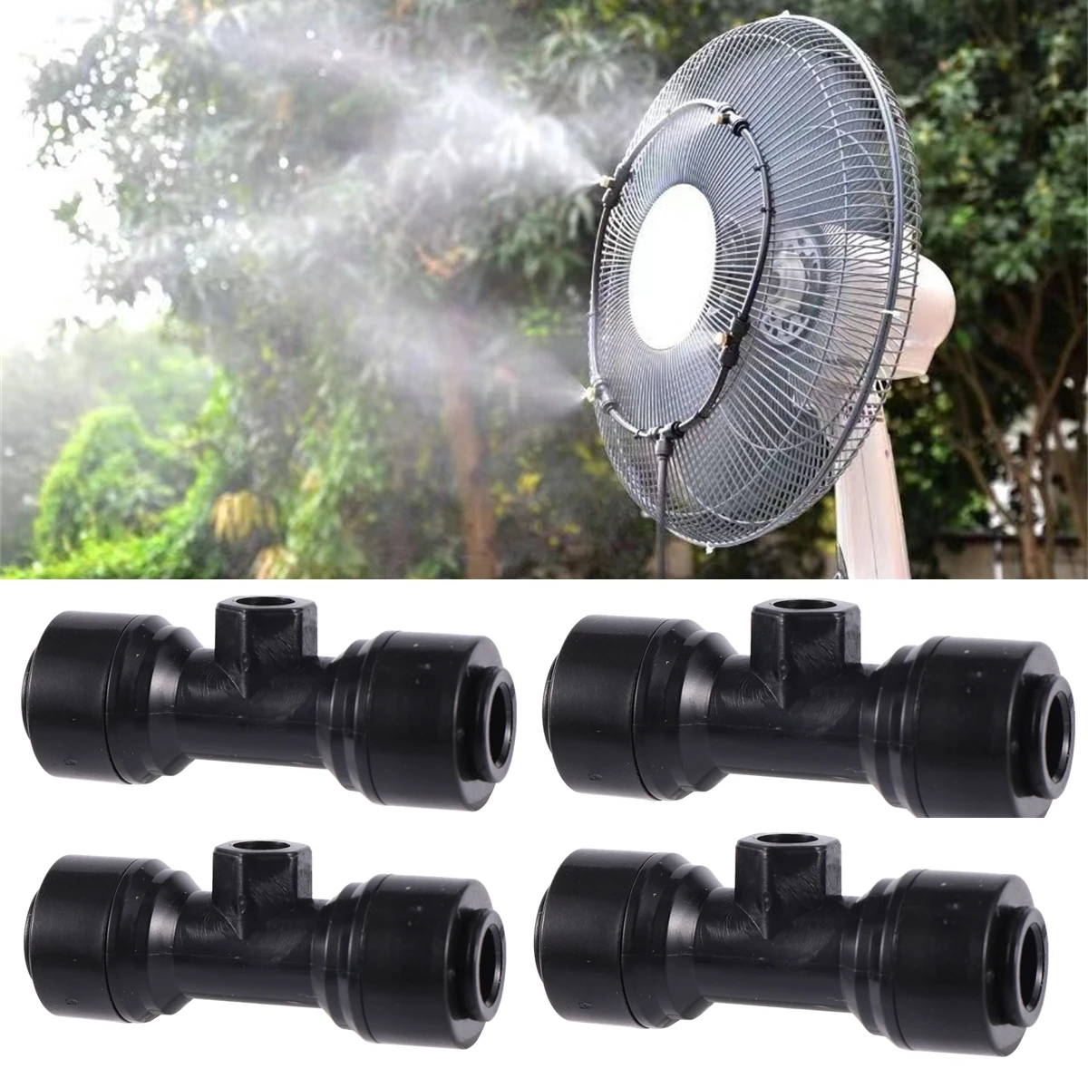 

1/4"Pipe Drip Irrigation System Fittings 3/16"(4.5mm) Female Thread Interface Misting Nozzle Seat Tee Joint Fast Coupling 100Pcs