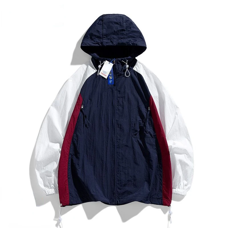

M-8XL Big Size Zipper Sweatshirt Hooded Jacket Men Summer Sun Protection Clothing Lightweight Outdoor Sportswear Long Sleeve New