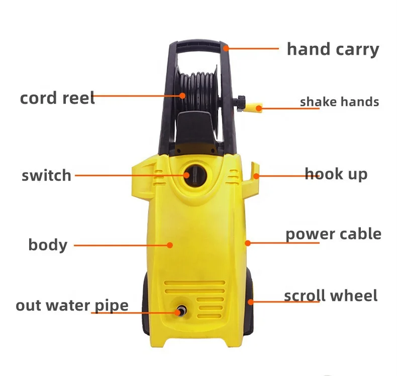 Portable 2500W High-power 220V Automatic High-pressure Car Washer With Hose Reel Wash Cleaner