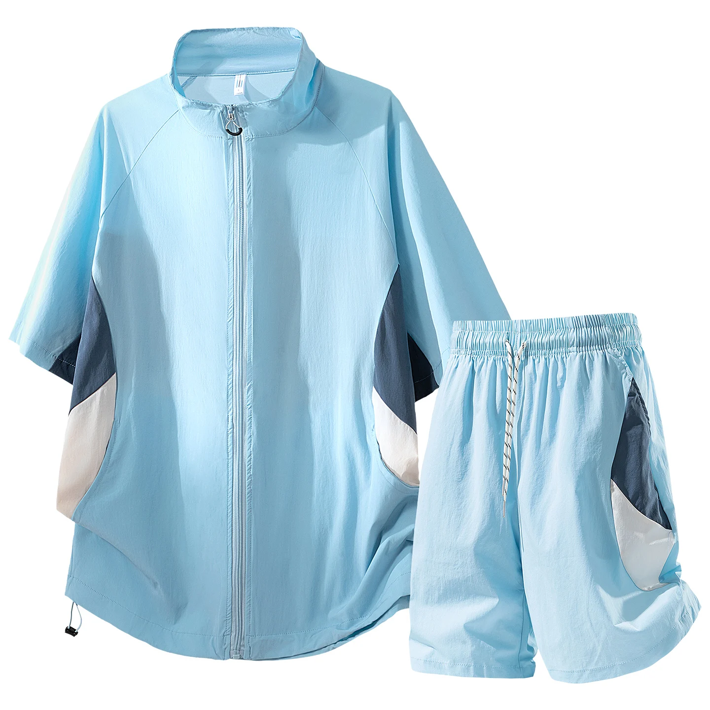 

Multi-Color Boys' Sun Protection Set Short-Sleeved Top with Loose Shorts And Pants Complete Sunscreen Outfit for Teenage Student