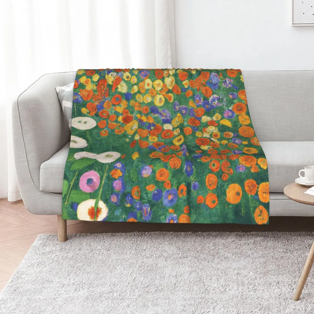 Gustav Klimt Flower Garden Throw Blanket Stylish Warm Blanket for Living Room Bedroom