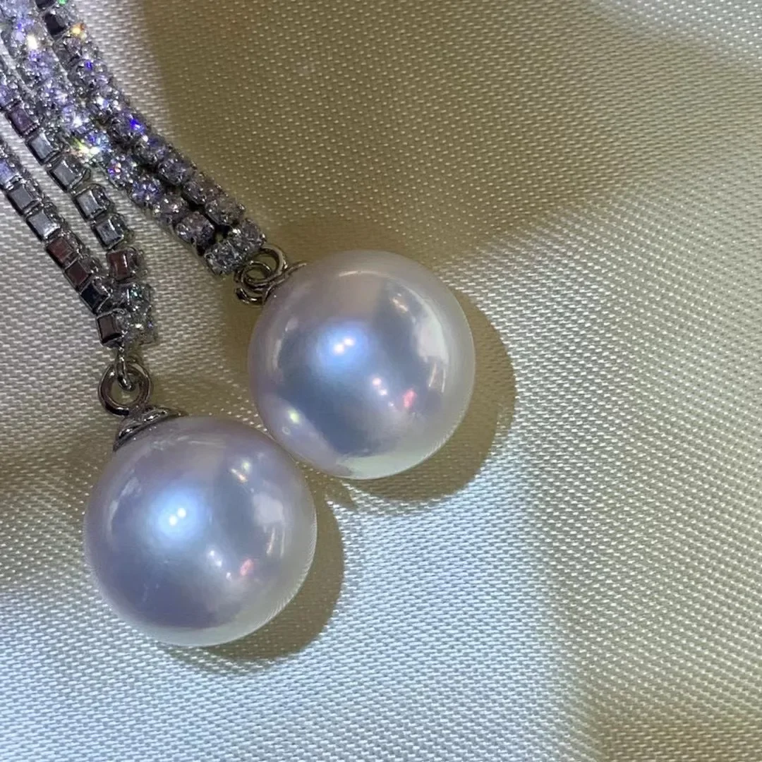 Earrings, Natural Freshwater Pearl 12-13mm 925 Silver Accessories High-end Jewelry Earrings Pendant