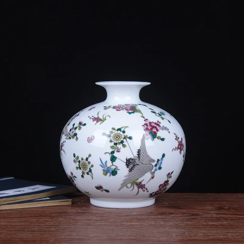 Jingdezhen wholesale decorative ceramic vase luminous fish, insects, birds and beasts pomegranate enamel