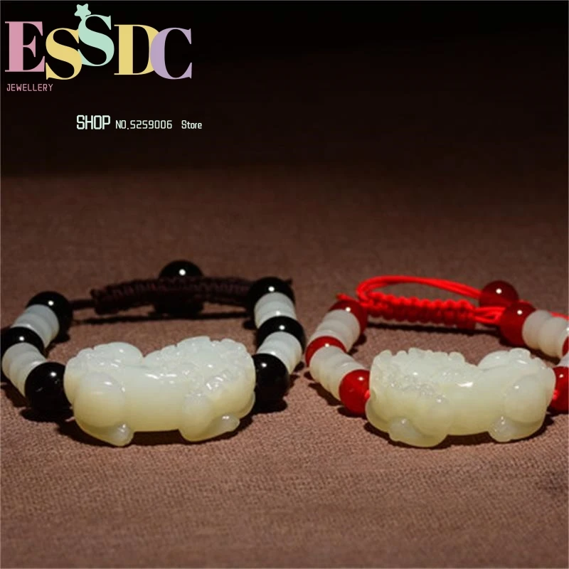 

Hand-carved Jade Crafts Xinjiang Hetian Brave Troops Natural Woven Bracelet Men And Women Jewelry Wholesale