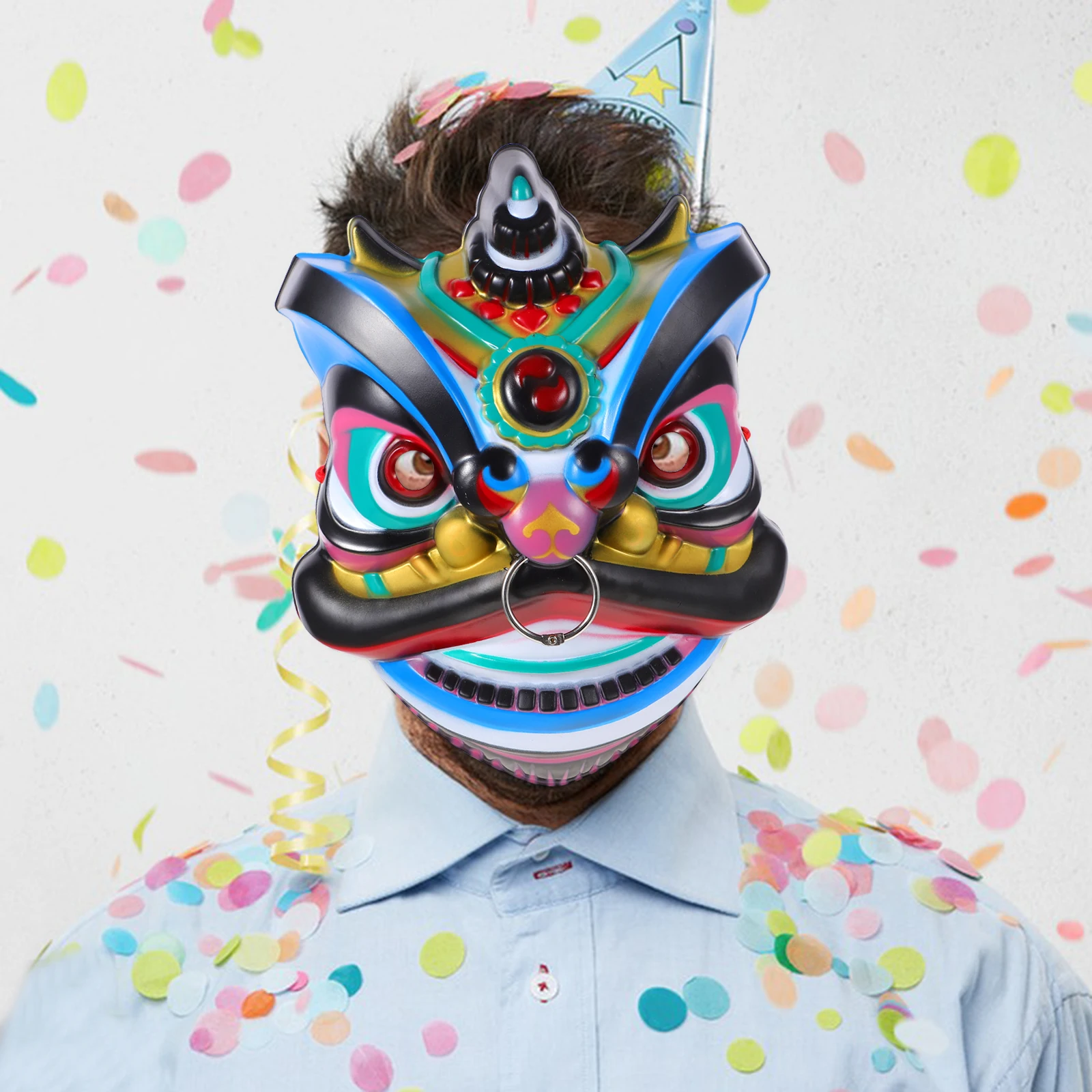 

Chinese Dancing Lion Reusable Cosplay For Party Festival Halloween Lightweight Costume Accessory Colorful Novelty