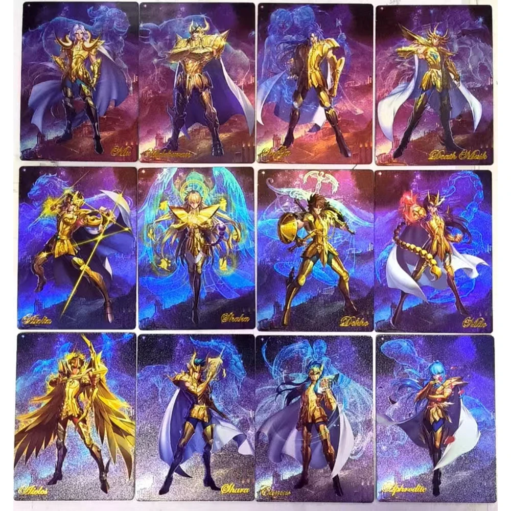 Saint Seiya DIY 9PCS/SET Frosted Laser Refraction Rainbow Glitter Collectible Cards Hyoga Shion Dohko Aiolos Holiday gifts