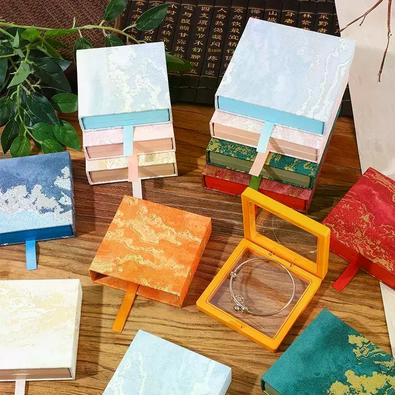 

Chinese Flower Printed Pull-Out Jewelry Box Floating Drawer Jewelry Display Case Bracelet Necklace Ring Holder Packaging Boxes