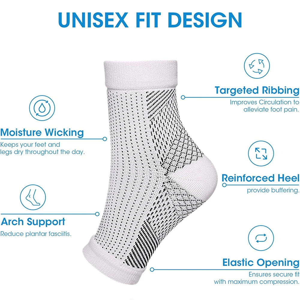 1Pair Ankle Brace Socks Compression Sleeve Support Foot Brace For Plantar Fasciitis Neuropathy,Sprains,Soothe Socks Arch Support