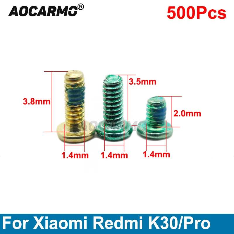 Aocarmo 500Pcs For Xiaomi Redmi K30 Pro 1.4mm*3.8mm 1.4mm*3.5mm 1.4mm*2mm Inside Motherboard Screws Middle Frame Screw Bolt