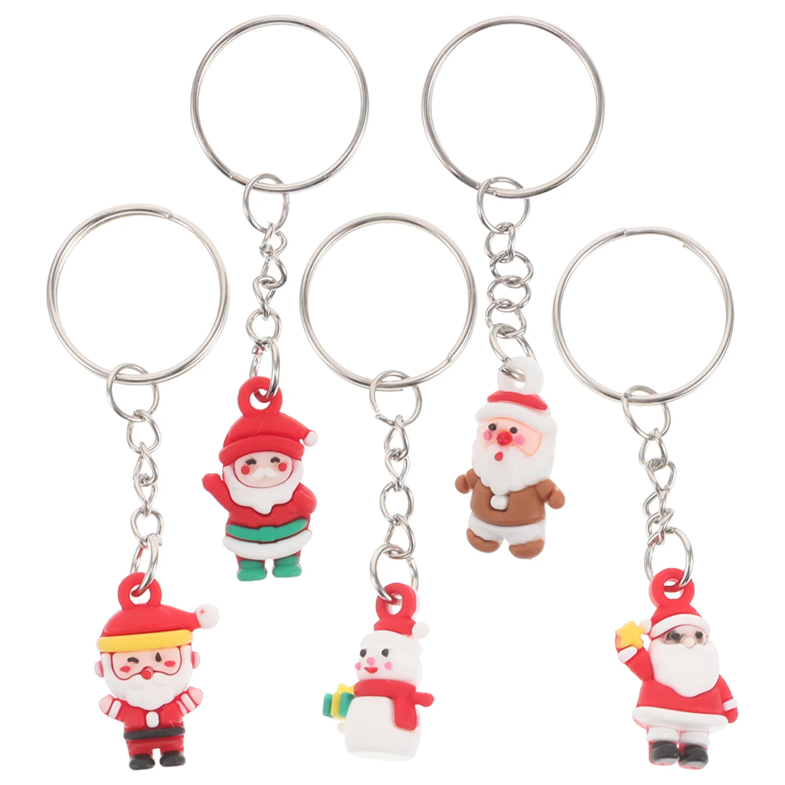 

5pcs Mini Santa Claus Keychain Christmas Theme Pendant Keyring Bag Charm Holiday Decor Accessories Stocking Stuffers Party