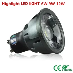 1-10X New arrivel GU10 COB dimmable 6W 9W 12W 12V 85~265V GU10 LED Bulbs Spotlight spot light led Lamp Lampada  Warm/Cool White