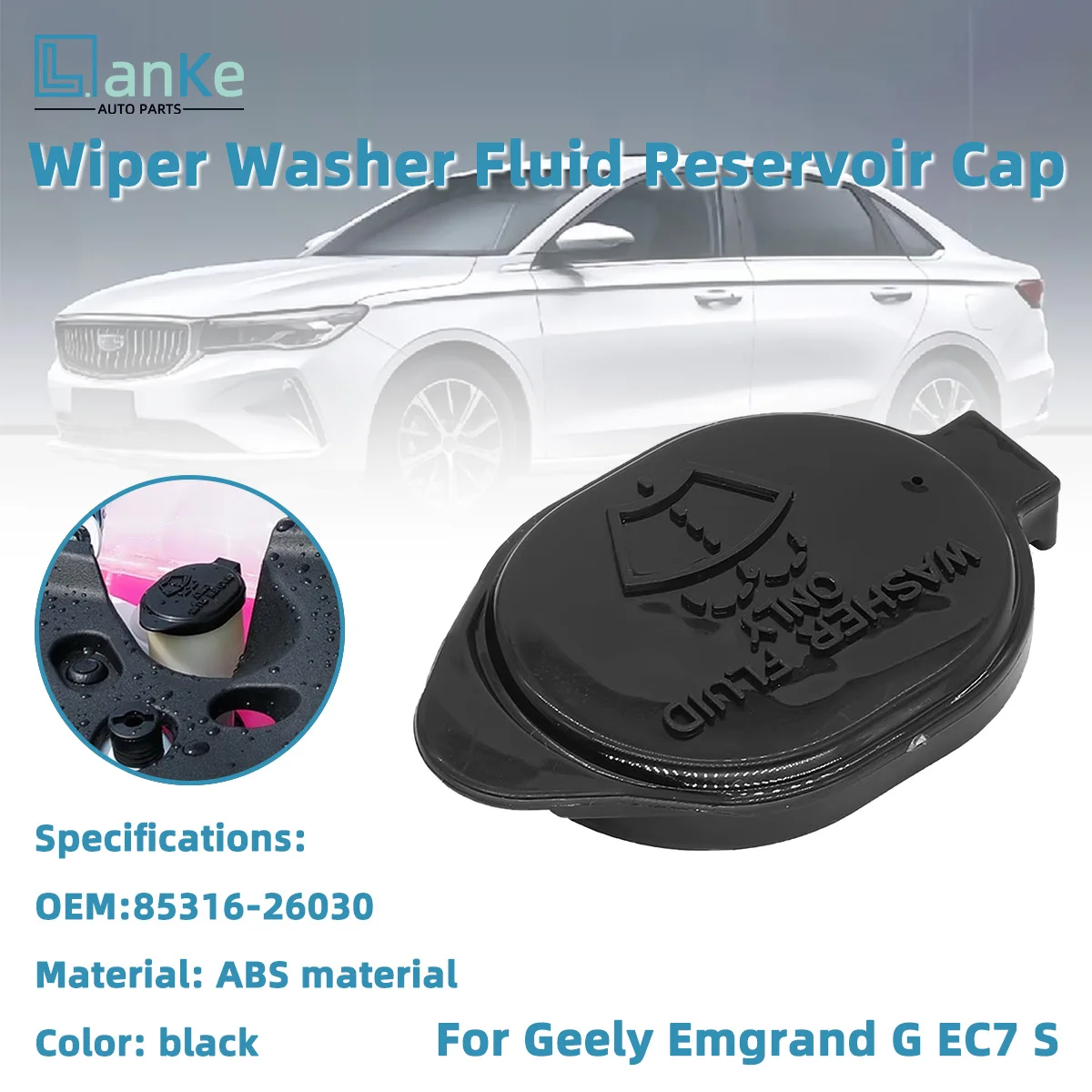 Lanke Einfach zu installierende Kfz-Scheibenwischer-Wassertankkappe, einfache Installation für Toyota Highlander Previa Lexus Est, 85316-02200