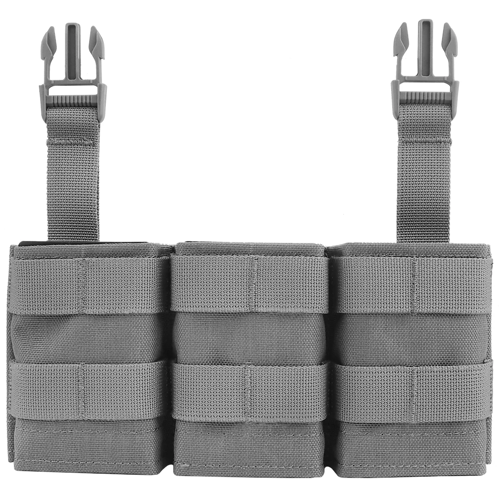 Wosport FAST 7.62 Triple Mag Pouch Medium Front Panel 3 Cell Hard Insert 2.5 Inch Buckle Hook Loop for Tactical Vest Airsoft Use