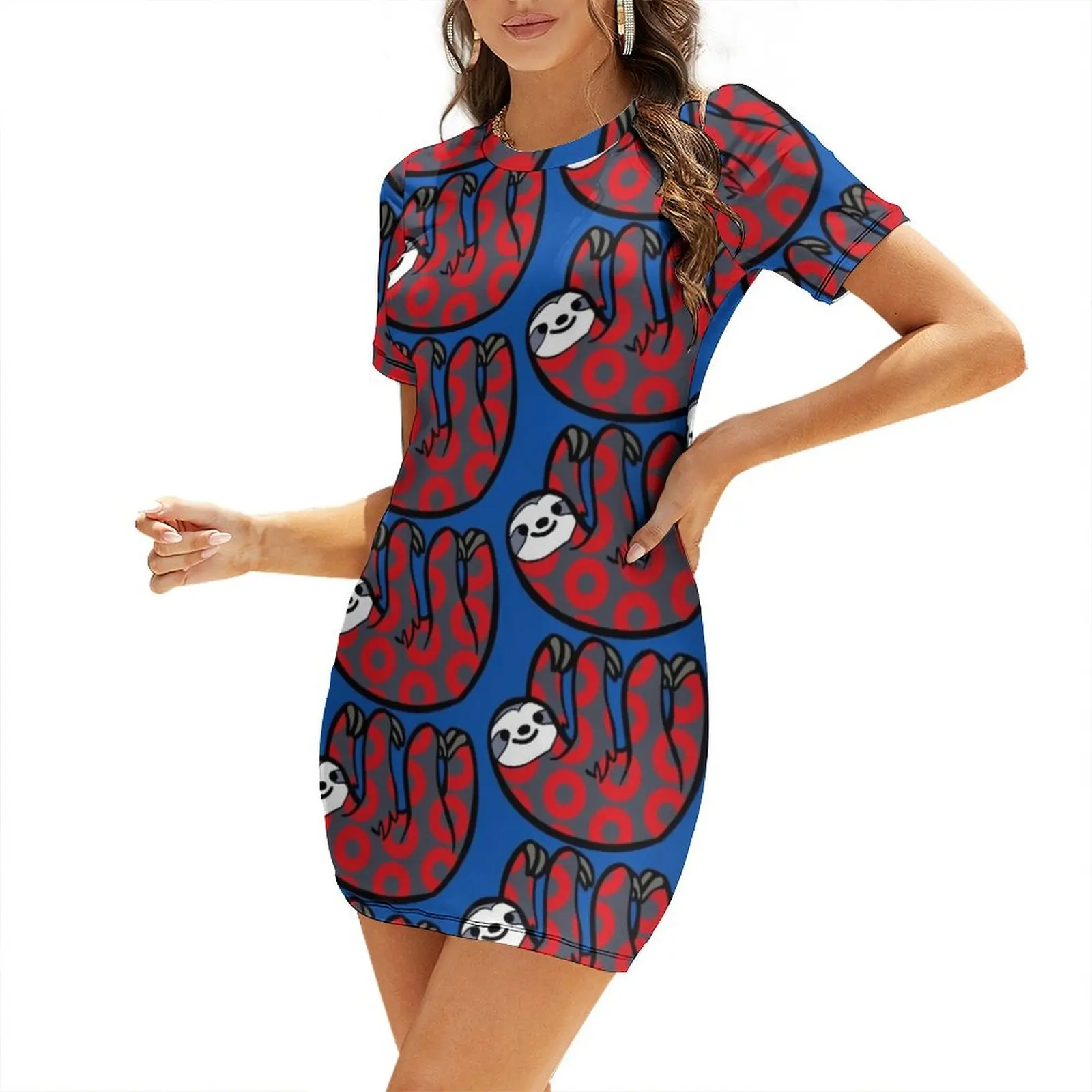 

Phish - Donut Sloth Short Sleeved Dress sexy short dresses daring summer dresses women 2025 Party dresses