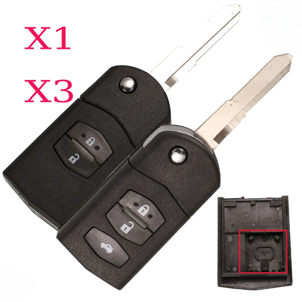 

jingyuqin X1 X3 2/3 Buttons Remote Folding Flip Car Key Fob Shell Cover Case For Mazda 3 5 6 Uncut Blade