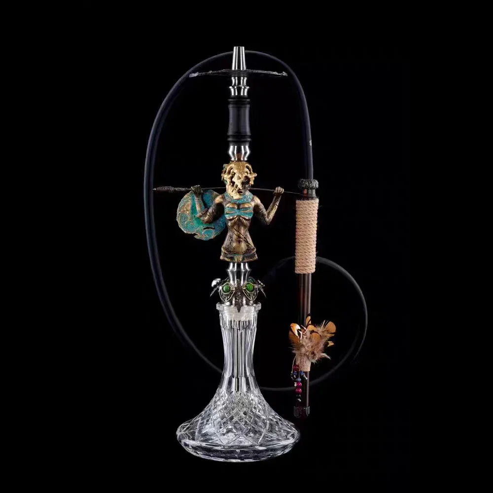 Maklaud Bravie Alonny Hookah Shisha Set High Quality 304 Stainless Steel Large Hookah With Glass Bottle Single Pipe