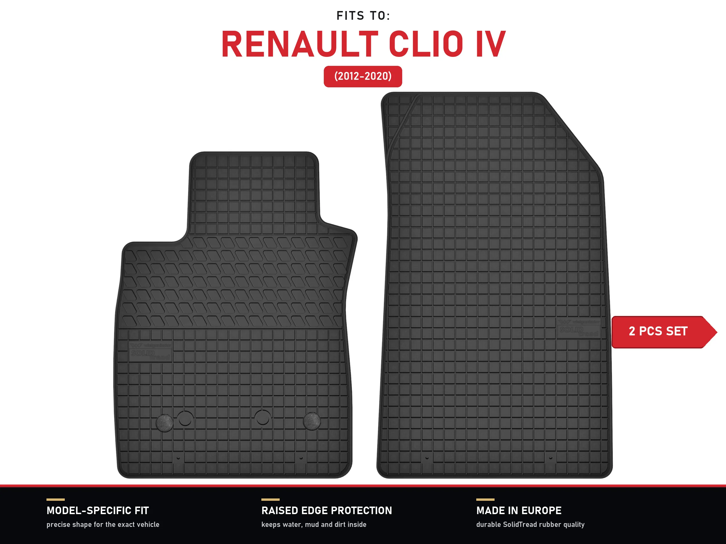 Rubberen matten voorzijde voor: Renault Clio IV 2012-2020