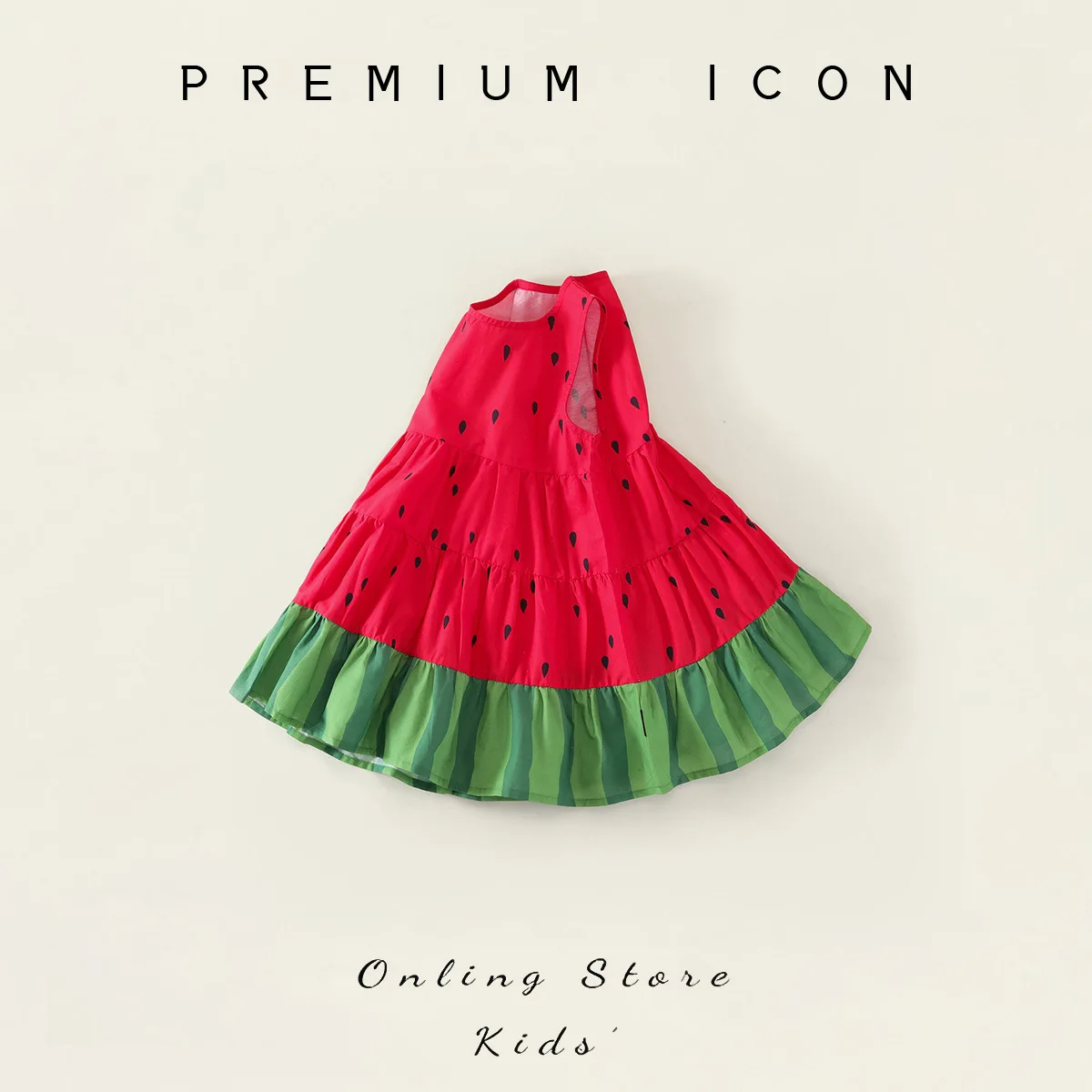 فستان بناتي بدون أكمام من البطيخ الأحمر بدون أكمام لصيف 2025 فستان ربط الرياح الحلوة الجديد للأطفال المتوسطين والصغار