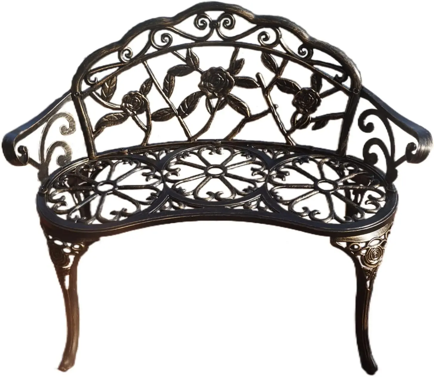 

Garden Bench, Metal Aluminum Rose, Suitable for Garden Porch Park Front Porch Balcony Outdoor (Bronzed)