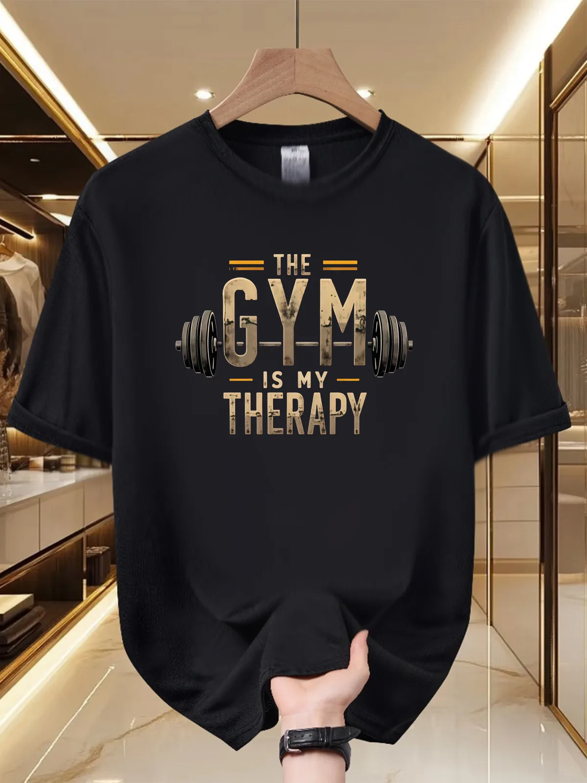 Men'S Gym Therapy Graphic Tee - Inspiring Workout Design, Comfortable And Airy, Made from 100% Polyester, Eye-Catching Motivatio