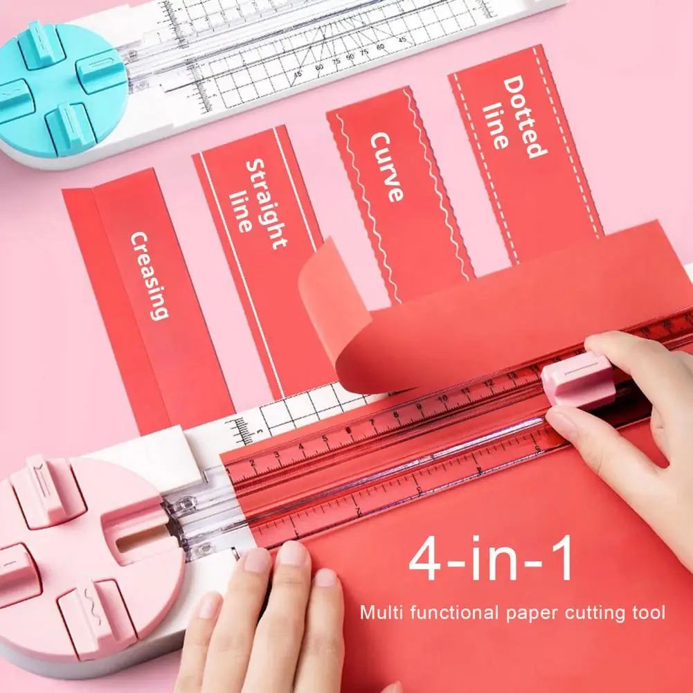 4 In 1 Craft Paper Trimmer 35.5*8.3cm With Scale Precision Cutting 4 Rotating Blades Straight Wavy Dotted Crease Paper Trimmer