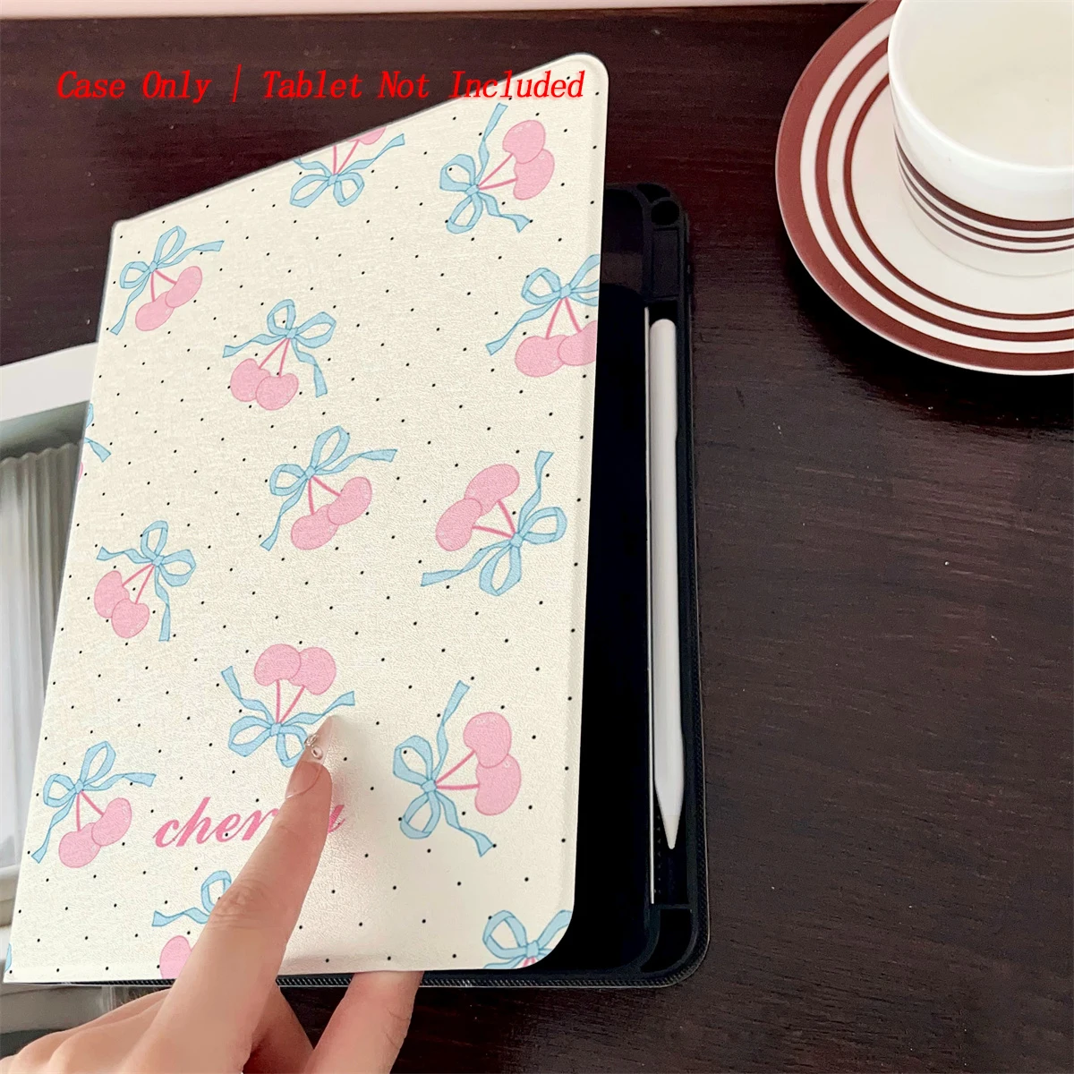 2025 Blue Pink Cherry Bow Pattern Print - Suitable for multiple Apple tablet computer cases such as iPad/iPad pro/iPad air