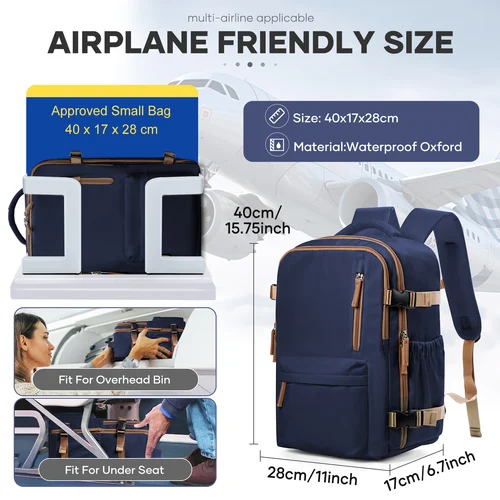 Imagen 2 del producto Bolsas de vacío para ropa, mochila de viaje de compresión al vacío con bomba de mano, bolsa de mano para avión Ryanair Wizzair 40x30x20