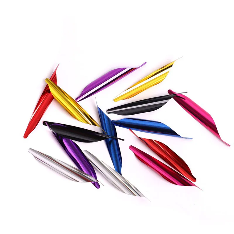 50pcs Archery Spiral Feather 1.8inch Spin Vanes With Tape Arrow Feathers Rotary Fletches Right/Left Wing DIY Arrow Accessories