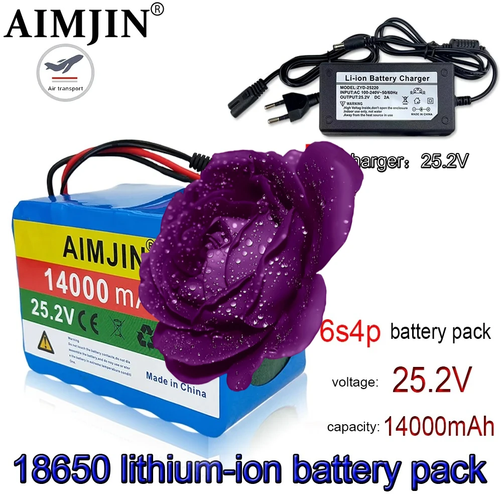 

24V Battery 500W 6S4P Lithium Battery Pack 25.2V 14000mAh for Scooter Ebike Electric Bicycle battery with BMS+Charger