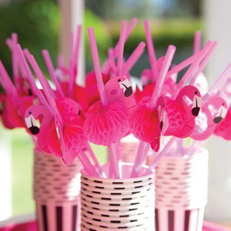 25/50Pcs Flamingo Pineapple Drinking Straws Hawaii Beach Tropical Birthday Party Decoration Summer Pool Party Wedding Supplies