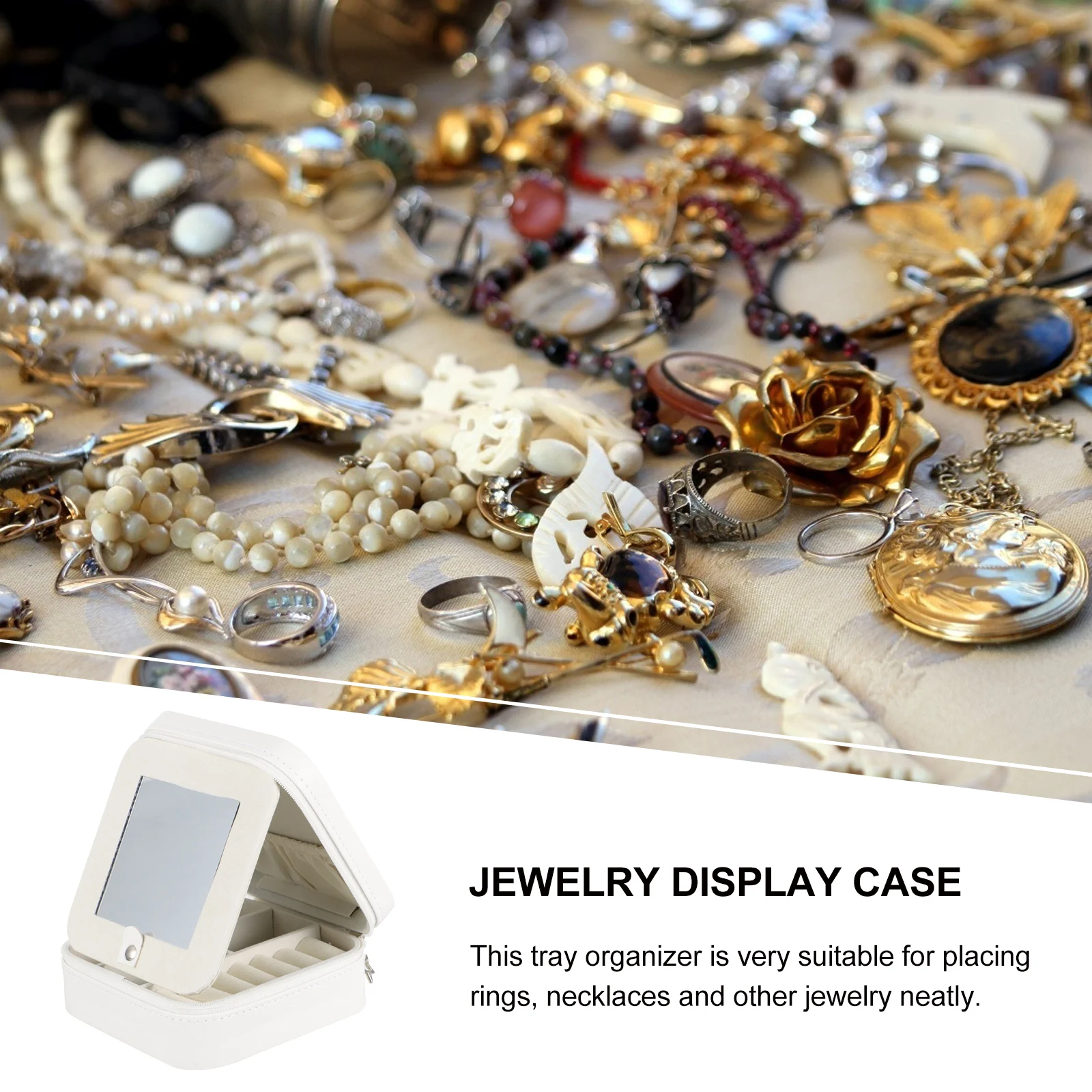 

Jewelry Display Box Rings Storage Container Ring Holder With Mirror Scratch Wear Resistant Gift Women Birthday Anniversary