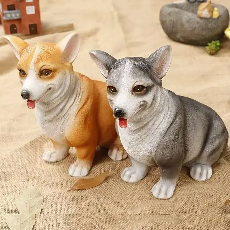 

Simulation cocky Dog Figurine model Living Room Decor dog animal Resin Statue Ornament Home Decoration Accessories Garden Decor