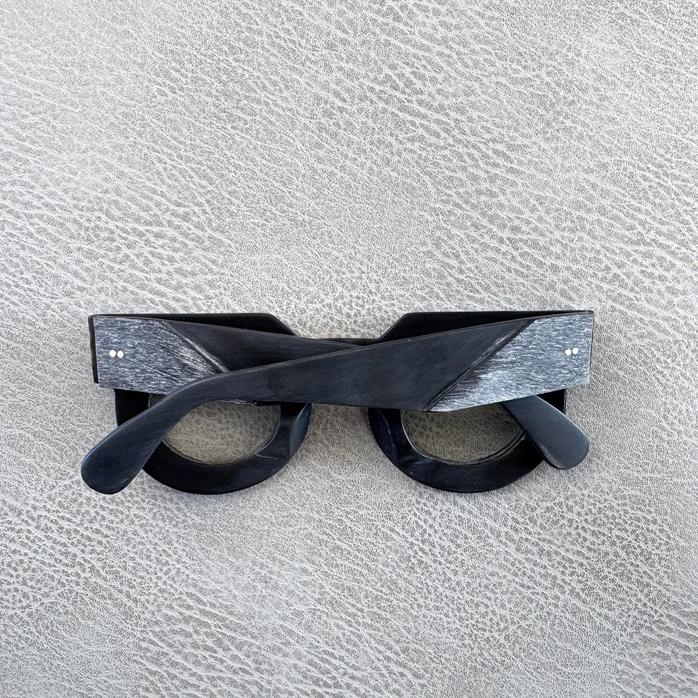 Man Glasses Frames Owl Eye Rough Matte Vintage Optical Eyeglasses Unique Handmade Buffalo Horn Prescription Eyeglass Frames - view 3