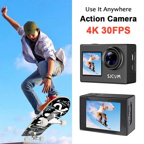 SJCAM SJ4000 Cámara de acción 4K de doble pantalla 30M impermeable Anti-vibración HD cámaras de vídeo de acción deportiva casco de bicicleta de motocicleta