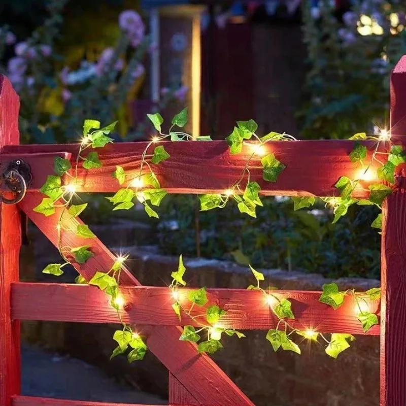 Stringa di luce fata a foglia verde a LED solare 50-150 LED impermeabile per esterni per la decorazione della ghirlanda dell'albero di Natale della festa nuziale