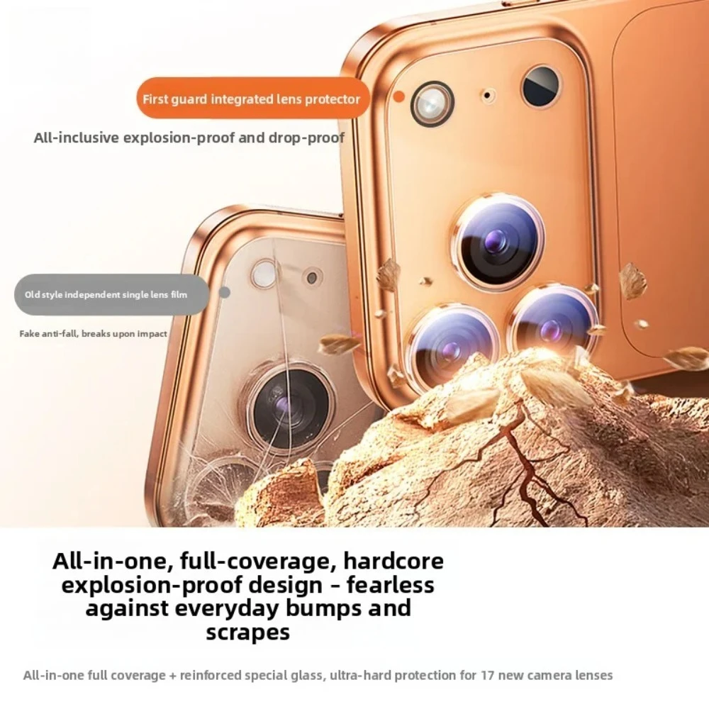 Protector de cámara HD de aleación de aluminio para IPhone 17 Pro Max Air 17 Pro, lente de cubierta completa transparente a prueba de explosiones, película templada de vidrio