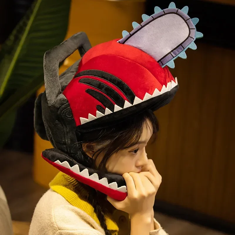 Anime Figure Chainsaw Man Cos Helmet Pochita Plush Doll Hat Same Style Warm Headgear Stuffed Toy Daily Gifts For Fans Lovers
