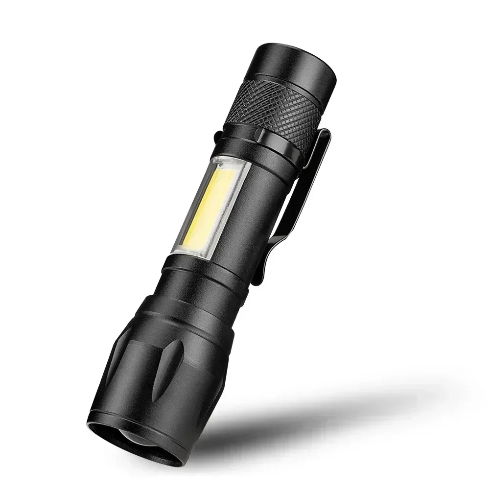 Portable Mini LED Flashlight Powerful 3*Wick Small Pocket Torch USB Rechargeable Strong Light Lantern Super Bright Cap Clip Lamp