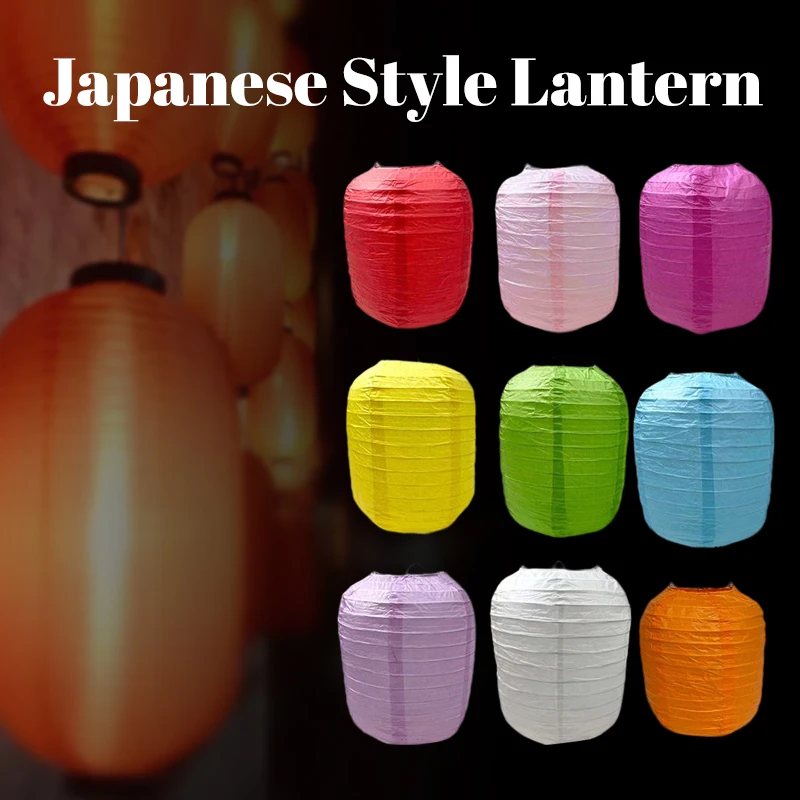 9 Pcs Japanese Style Paper Lantern Foldable Antique Hand-painted Lampshade Bar Restaurant School Party Decor Hanging Lantern