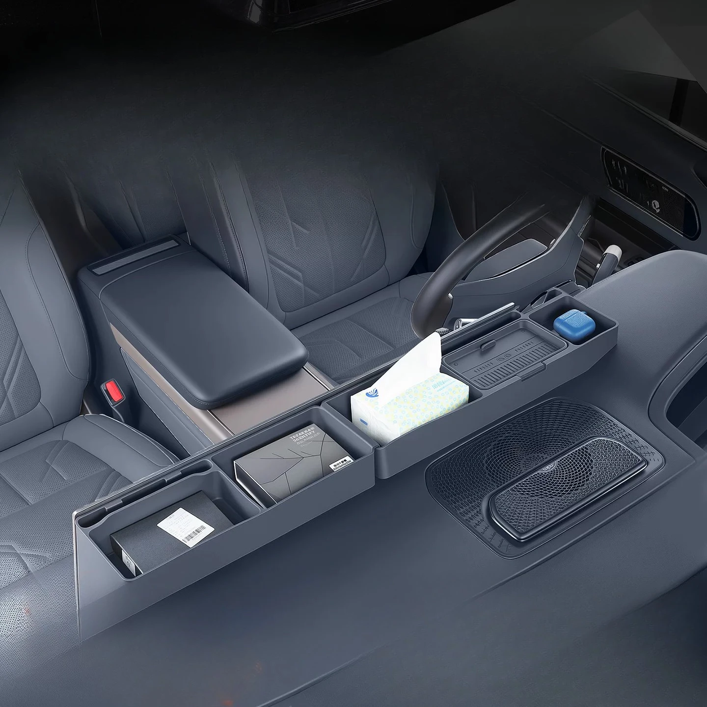 For ZEEKR 2026 9X Screen Rear Storage Box Center Console Organizer Tray Car Interior Tidying Accessory