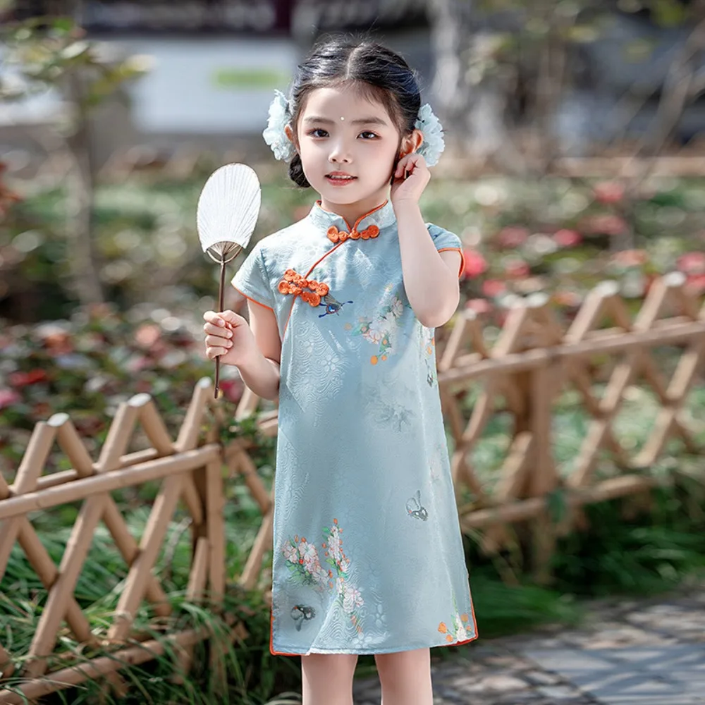 

Traditional Chinese Clothing Cheongsams Qipao Girls Dress Ethnic Style Performance Costume Party Kids Clothes Children Clothing