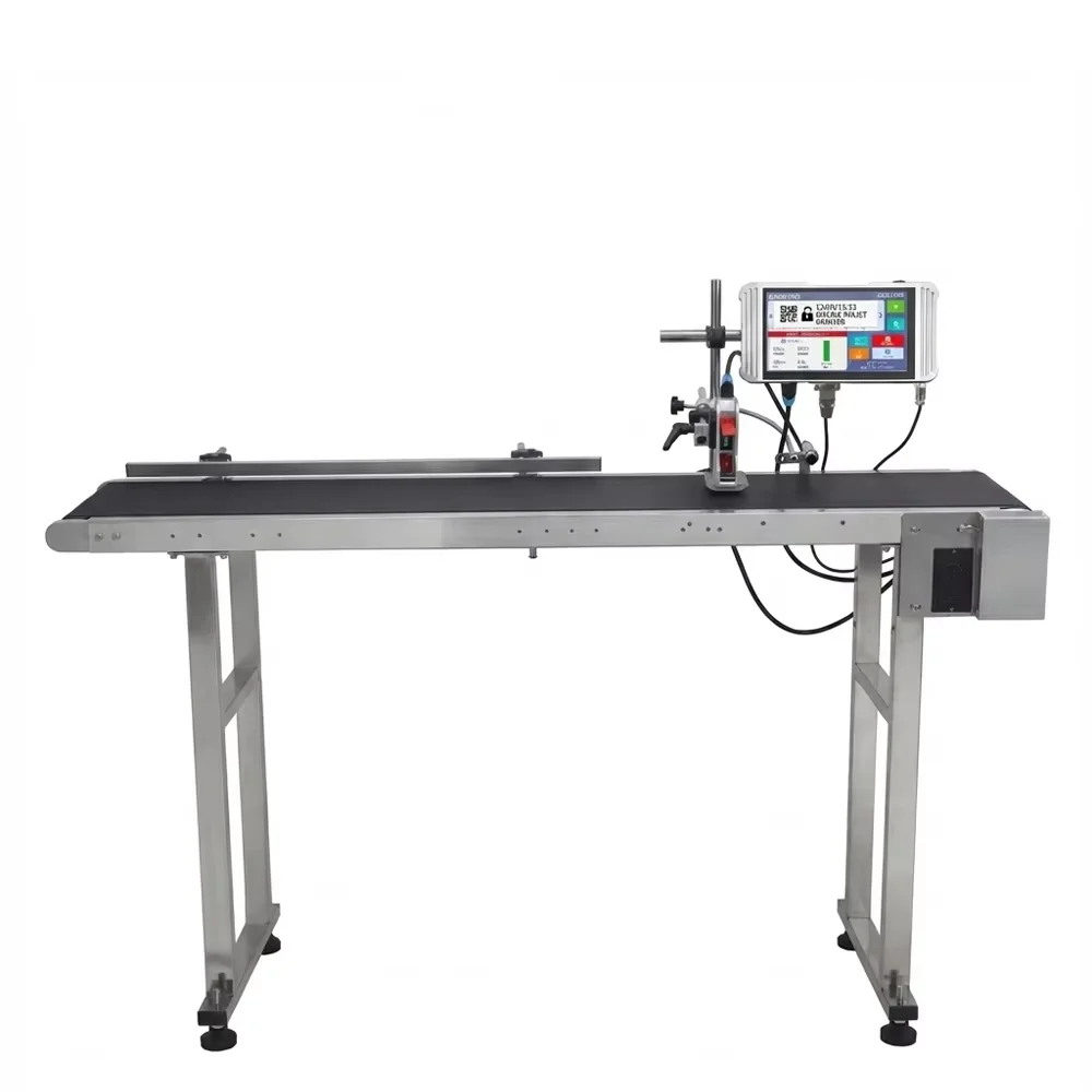 Date coding machine, automatic online inkjet printer, plastic paper bag box barcode batch QR code logo inkjet coding machine