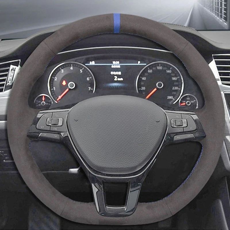 Anti-Slip Wildleder Leder Auto Lenkrad Geflecht Abdeckung Für Volkswagen VW Golf7 Mk7 Neue Polo Jetta Passat B8 Tiguan Sharan