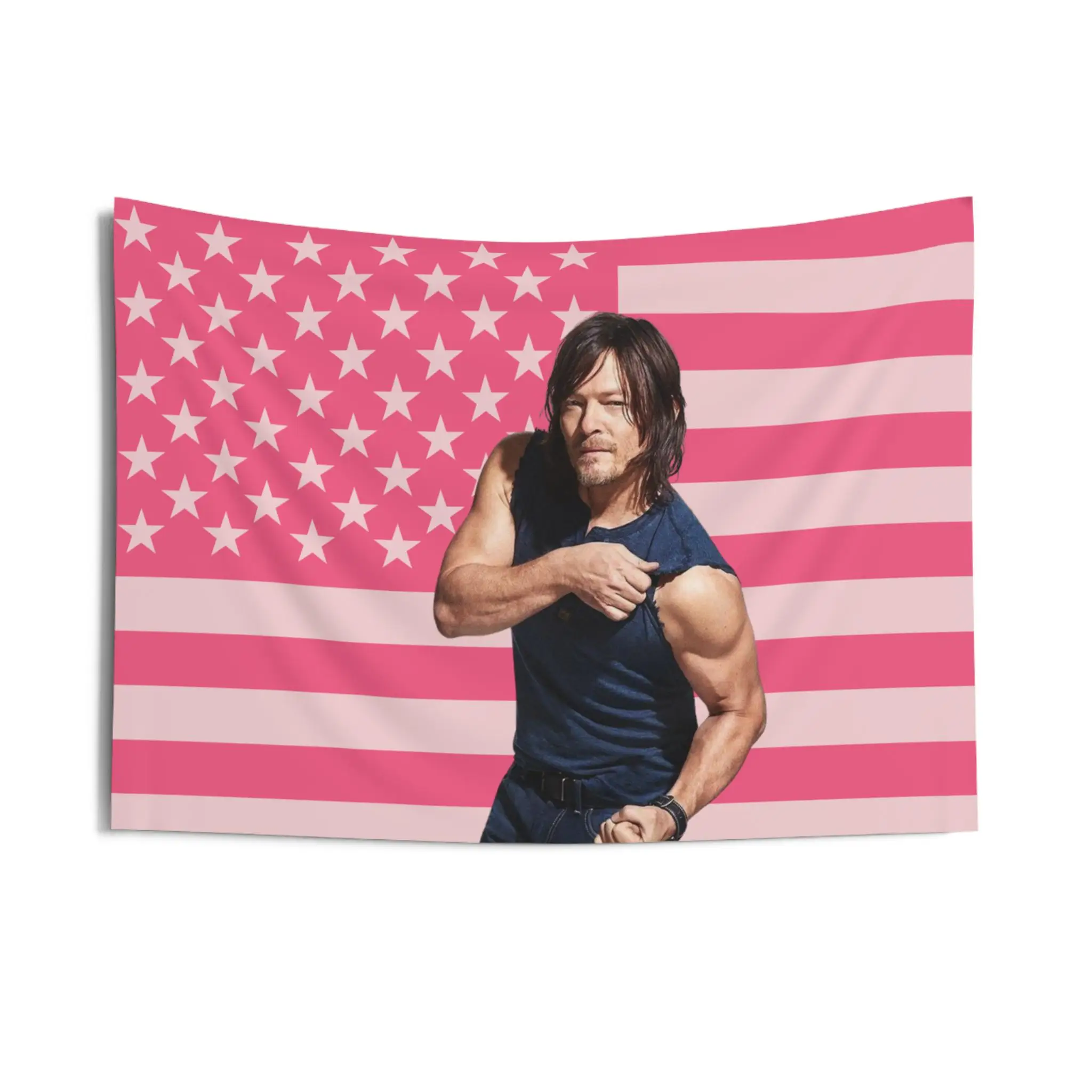Norman Reedus Rosa Amerikanische Flagge Wandteppich Wandbehang Raumdekoration, Studentenwohnheim Veranda Außendekorationen Schlafzimmer Wandteppich