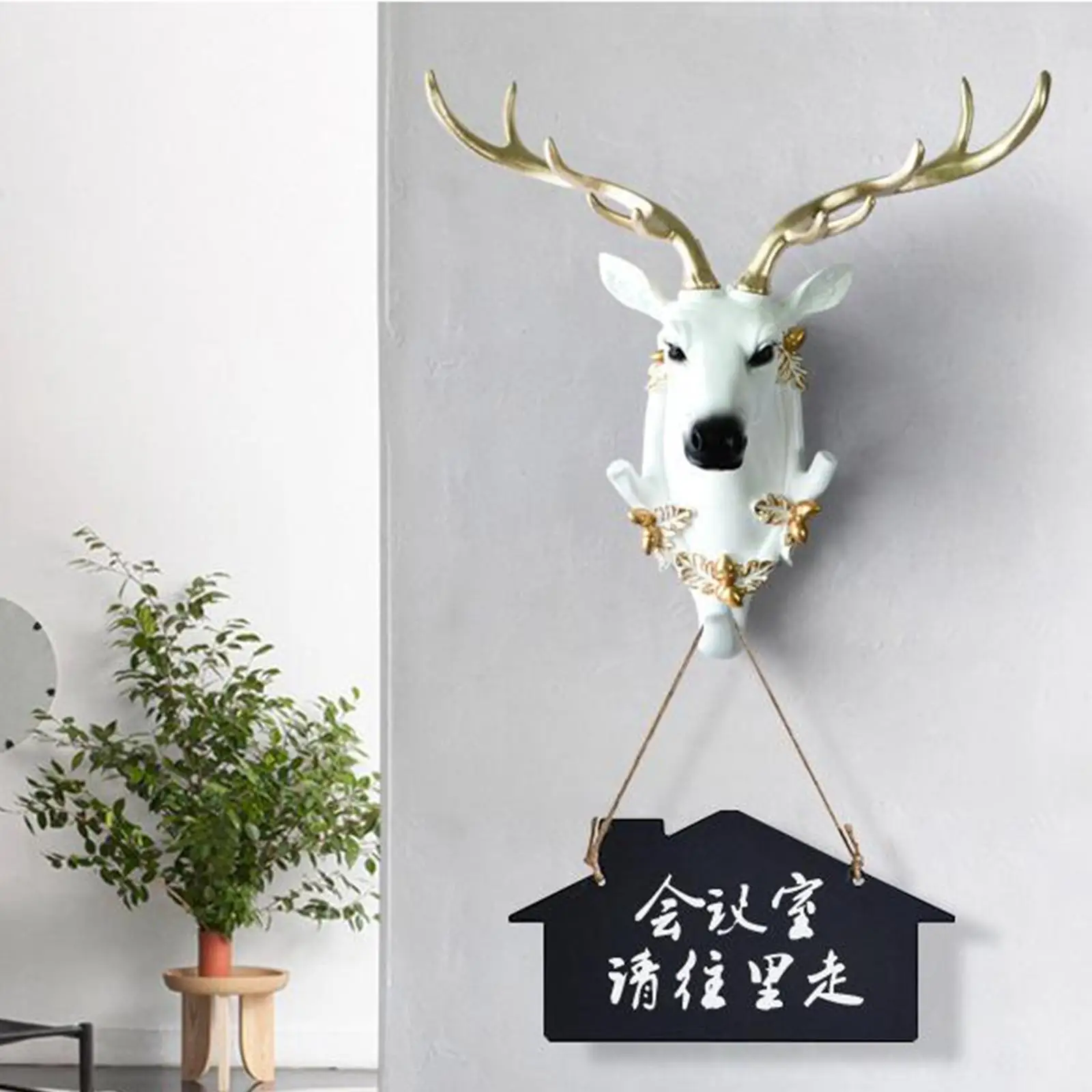 White Premium Elk Sculptures Deer Head Wall Mount Home Decoration Deer Head Statue Good Process