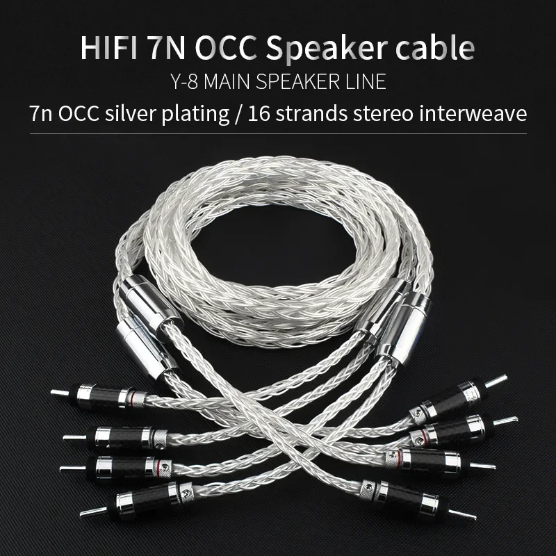 YYAUDIO Y-8  Silver-plated Hifi 8ag Speaker Cable High Performance 7N OCC HIFI Speaker cable 1.5m 2m 2.5m 3m