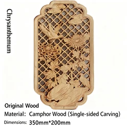 3D Hollow Wood Carving for Background Wall Decoration Chinese Blessing Culture Woodcraft Camphor Lucky Carved Wall Pendant