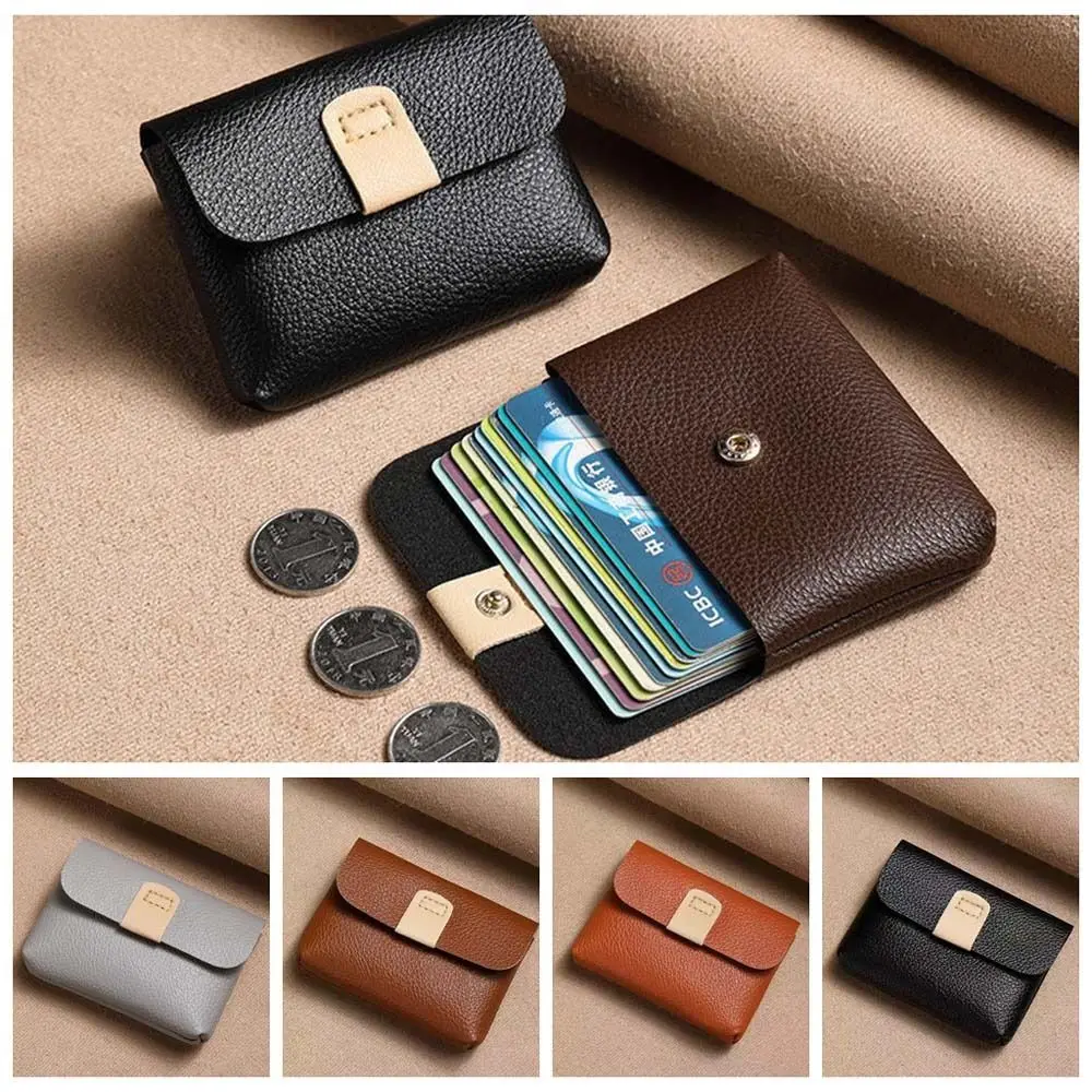 

Solid Color Short Coin Purse Large Capacity Waterproof Small Leather Wallet Storage Bag Lipstick Bag ID Credit Card Holder