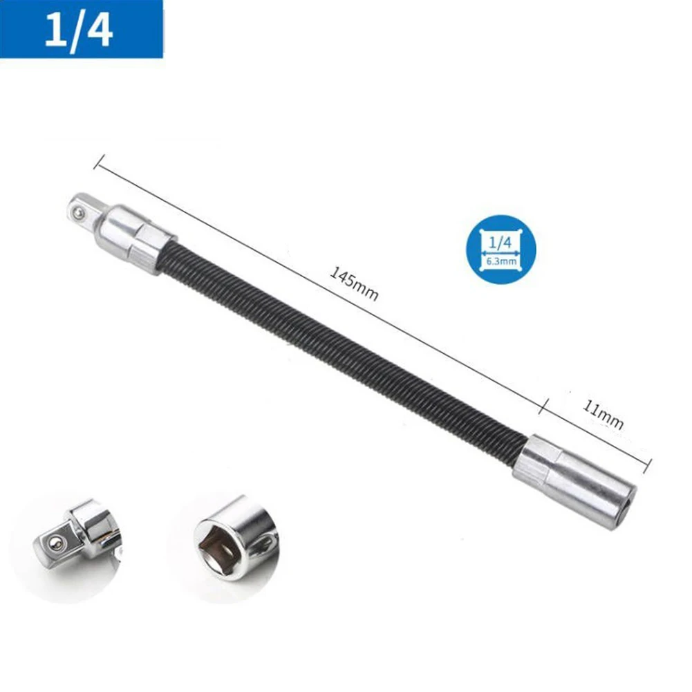 Socket Adapter Set Two Flexible Extensions for 1/4 inch and 3/8 inch Wrenches Engineered from Chrome Vanadium Steel